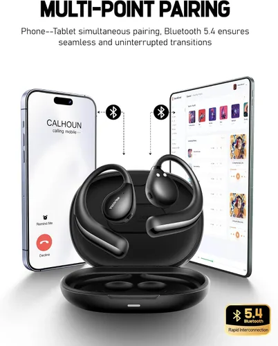 Miniatura 6 de Valorise Auriculares inalámbricos de conducción ósea T60, OWS con ganchos para los oídos, Bluetooth 5.4, ligeros y resistentes, 25 horas