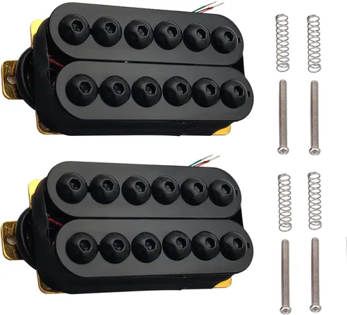SAPHUE Pastillas de guitarra eléctrica ajustables de bobina doble de metal Humbucker Punk para cuello/puente (Negro)