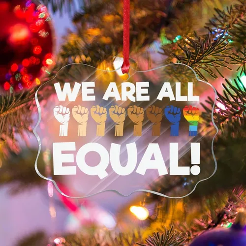 Miniatura 9 de We are All Equal - Adornos de Navidad bisexuales, orgullo arco iris, gay, LGBTQ, decoración de árbol de Navidad, recuerdo, novedad gay, adornos