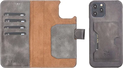 Miniatura 185 de Venito Florence - Funda de piel compatible con Samsung Galaxy S9, extra segura con bloqueo RFID, cartera desmontable para teléfono (gris decolorado)