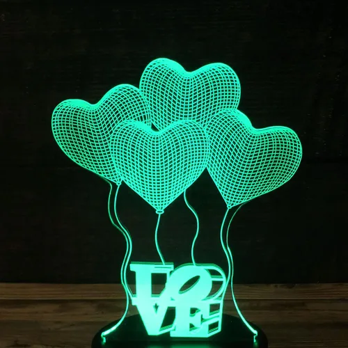 Miniatura 3 de Globo de amor romántico 3D acrílico para base de lámpara LED (solo acrílico. Base LED se vende por separado)