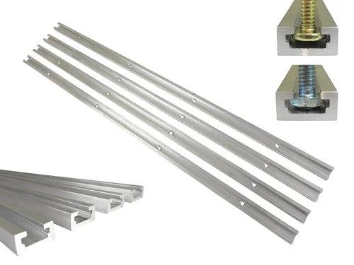 Lote 4 Cada 24" de aluminio T Track 3/4" por 3/8" ranura, acepta pernos hexagonales de 1/4", pernos en T de 1/4" y 5/16", agujeros avellanados cada