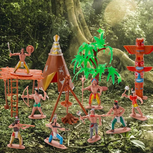 Miniatura 4 de X Hot Popcorn 23 Piezas Figuras de Indios en Miniatura, Figuras de Acción de Indios de Plástico, Suministros de Diorama para Decoración de Escenas