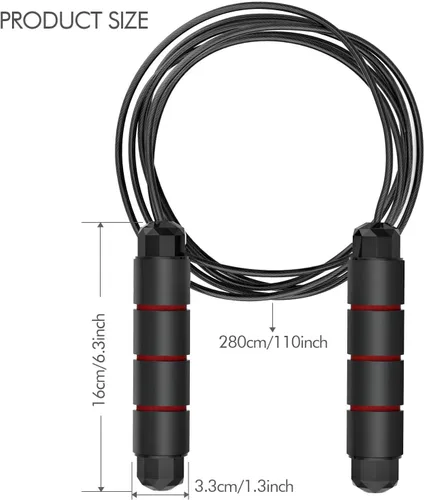 Miniatura 3 de Cuerda para saltar, cuerda de saltar ajustable, cuerda de saltar sin enredos con rodamientos de bolas rápidos, adecuada para hombres, mujeres