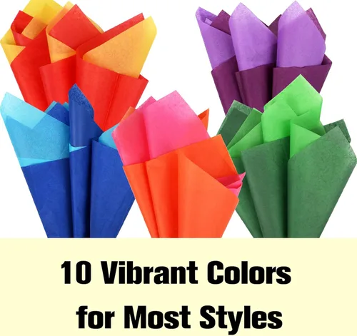 Miniatura 3 de Simetufy 60 hojas de papel de seda de color arcoíris para bolsas de regalo, 10 colores llamativos, envoltura de regalo de 20 x 20 pulgadas, a granel