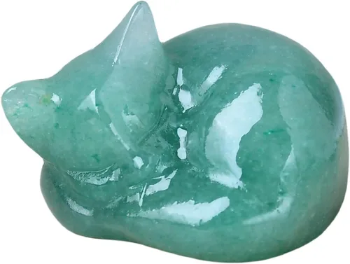 Miniatura 11 de Decoración de cristales de gato de granate natural, estatua de gato dormido, piedras preciosas pulidas de cristal curativo, piedras preciosas