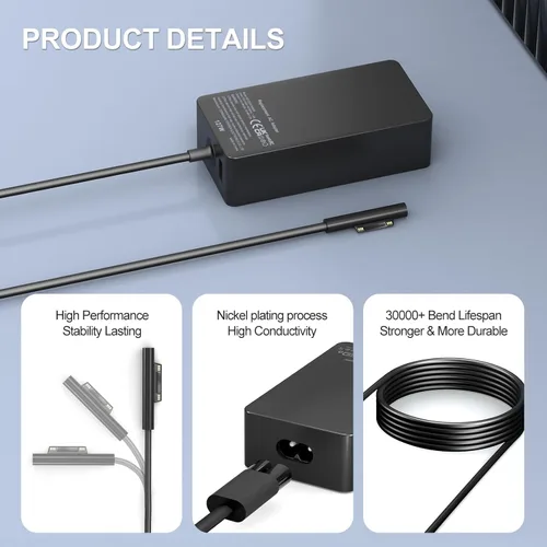 Miniatura 5 de Cargador Surface Pro de 127 W, Surface Book 3 Reemplazo del cargador para Microsoft Surface Book 3 2 1, Surface Pro X 9 8 7 6 5 4 3, Surface Laptop