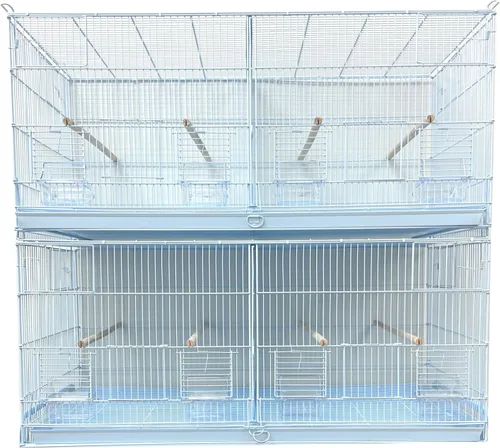 Miniatura 25 de Gran lote de jaula de vuelo para pájaros, sin óxido, galvanizada, chapada en zinc, apilable, con divisor central removible y puertas para nido
