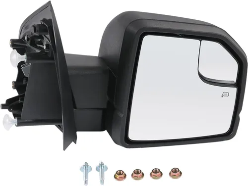 Miniatura 14 de JDMSPEED Espejo retrovisor lateral izquierdo eléctrico con calefacción, señal LED texturizada, negro, izquierdo, LH, compatible con Ford F150