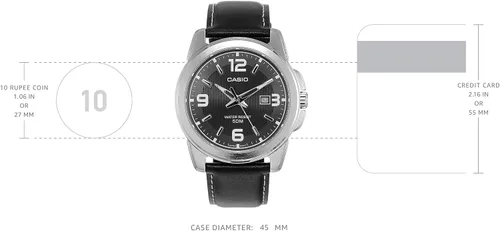 Miniatura 3 de Casio De los hombres mtp1314l-8av piel Negro Reloj de cuarzo con Esfera de color negro