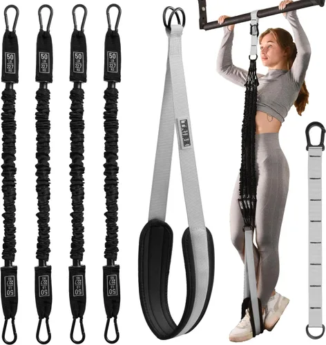 Miniatura 9 de Pull Up Assistance Bands - 4 Heavy Duty Pull Up Bands with Adjustable Strap and Foot Rest - Stackable Pull Up Assist Band Set for Pull Up Bar
