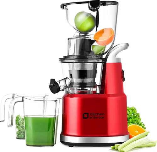 Exprimidores de prensado en frío, máquina de exprimidores de masticación lenta, canal de alimentación grande y ancho de 3.26 pulgadas para frutas y