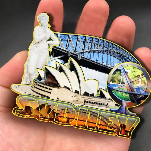 Miniatura 4 de Imán de madera de Sydney Australia 3D para nevera, recuerdos coleccionables, decoración hecha a mano, manualidades 3