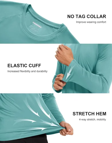 Miniatura 169 de MAGCOMSEN Camisas de manga larga para hombre, protección solar UPF 50+, camisetas atléticas para senderismo, correr, entrenamiento, protección