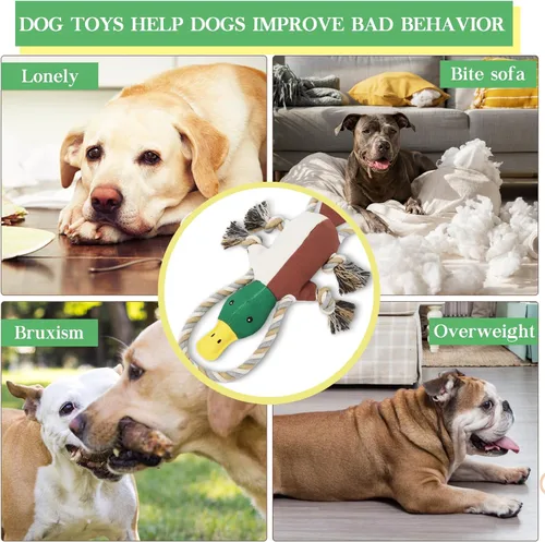 Miniatura 4 de Letsmeet Juguetes de Pato Actualizados para Perros para Masticadores Agresivos Juguetes para Cachorros con Papel Crujiente y Chirriador, Juguetes