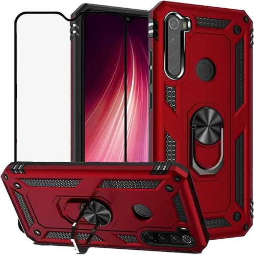 Miniatura 8 de YaHan Funda para Xiaomi Redmi Note 8, anillo giratorio de 360 grados, soporte híbrido, resistente, de doble capa, a prueba de golpes, con protector