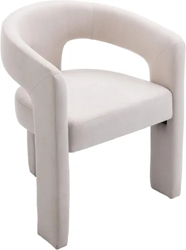 Miniatura 18 de VESCASA Silla de Comedor de Barril de Terciopelo con Respaldo Abierto, Sillón Lateral de Acento Moderno Tapizado con 3 Patas para Caqui-terciopelo