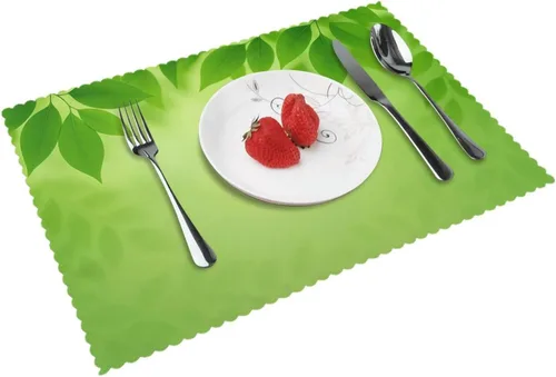 Miniatura 10 de Rectangular Placemats Set of 4, Heat Resistant Flower Doodles Printed Kitchen Dining Table Mats