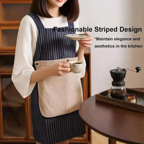 Miniatura 5 de Delantales para mujer con bolsillos, delantales extraíbles para cocinar, impermeable, resistente al aceite, babero, multifuncional, toalla de mano