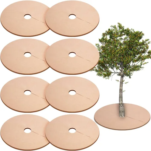 Miniatura 7 de Shimeyao Paquete de 8 anillos no tejidos de 32.2 pulgadas, protector de tapete grueso para árboles, tapete de tela redonda, barrera de raíces o Negro