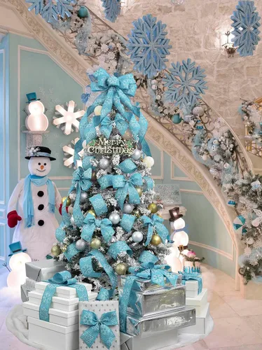 Miniatura 3 de HUIHUANG - Cinta de copo de nieve con alambre, cinta de arpillera con purpurina azul, borde de alambre, 2.5 pulgadas x 10 yardas, para decoración