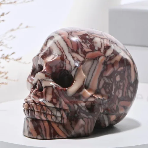 Miniatura 15 de Cabeza de calavera de cristal de obsidiana negra natural de 5 pulgadas, tallada a mano, estatua de piedra curativa de Reiki, decoración de sala