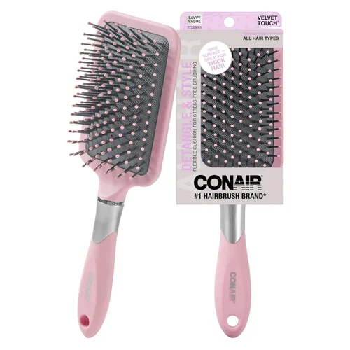 Miniatura 10 de Conair Cepillo de pelo Velvet Touch Paddle Cushion - Cepillo desenredante - estilos rizados o rectos - hombres o mujeres - desenredante - cuenta