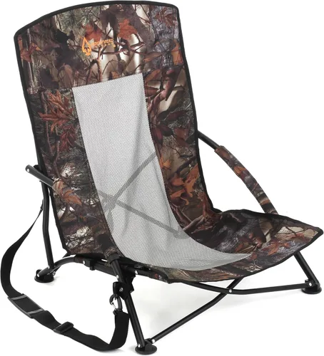 ARROWHEAD OUTDOOR Silla ciega plegable portátil de caza de pavos con reposabrazos acolchado, pies sin hundimiento y correa para el hombro, Camuflaje