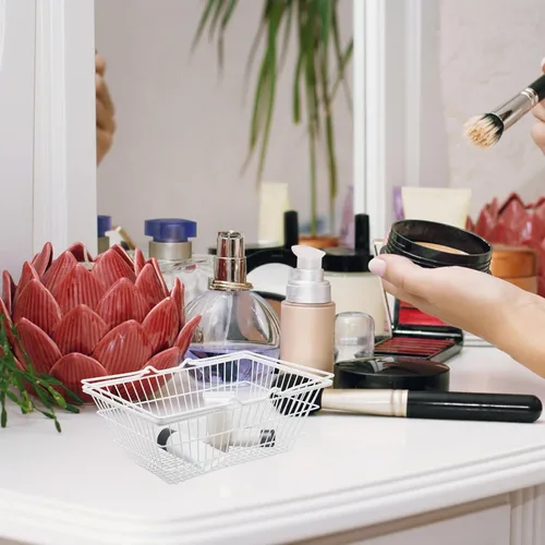 Miniatura 5 de NUOBESTY Cesta de compras portátil de mano con asa para cosméticos de comestibles y organización del hogar, solución de almacenamiento ligera