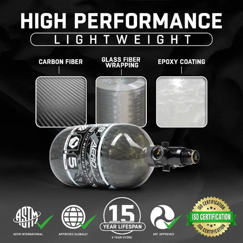 Miniatura 5 de HK Army Aerolite de fibra de carbono HPA Sistema de tanque de aire comprimido para paintball Humo