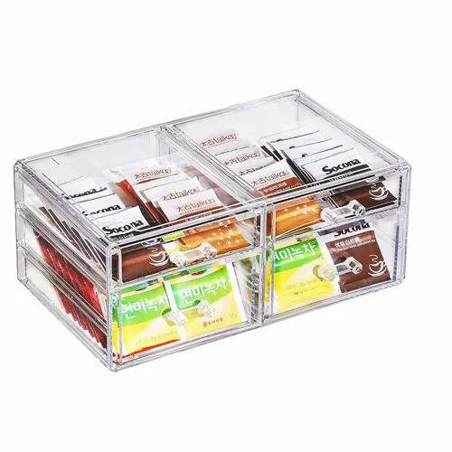 Miniatura 14 de Cq acrylic 1 paquete de cajones de almacenamiento apilables transparentes para tocador, organizador de escritorio apilable de 3 cajones con cajones
