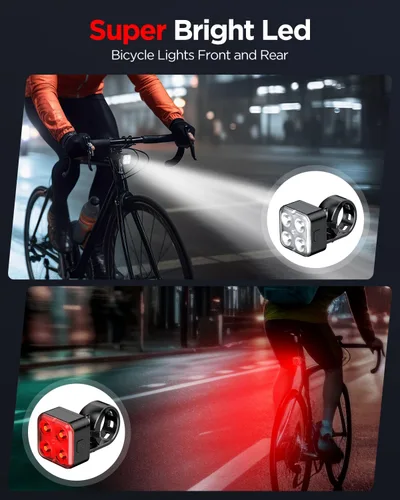 Miniatura 2 de Akale Bike Lights Set, Rechargeable Bicycle Lights Front and Rear, 4 Light Mode Options, Bike Headlight, IPX4 Waterproof, Easy to Install for Men