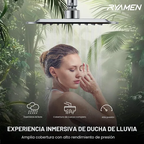 Miniatura 2 de Ryamen Combo de cabezal de ducha doble, cabezal de ducha de lluvia de alta presión de 8 pulgadas con rociador de mano, cabezal de ducha de mano de 6