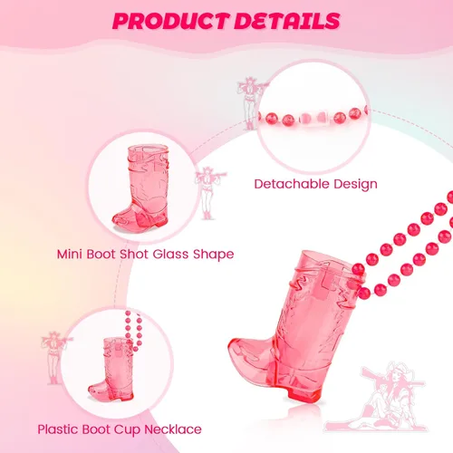 Miniatura 3 de SAIAOKJ 12 vasos de tiro de botas en collar de cuentas, 1 onza de plástico mini de tiro de bota de vaquera, tazas, despedidas de soltera