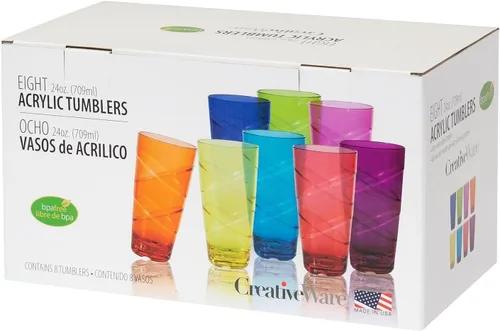 Miniatura 2 de CreativeWare Circus - Juego de 8 vasos de 24 onzas, multicolor (CIR08MULTI)