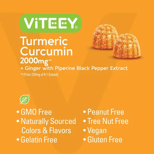 Miniatura 5 de Gomitas de curcumina de cúrcuma con jengibre y pimienta negra [Apoya el dolor articular y antiinflamatorio] Suplemento de hierbas, veganas, gomitas