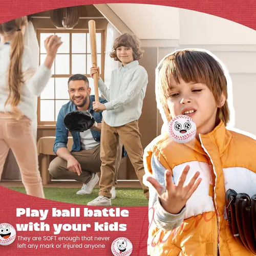 Miniatura 6 de Arrowbash 12 piezas de mini bolas de estrés con cara para niños y niñas, bolas de espuma para apretar con cara divertida deportiva para alivio