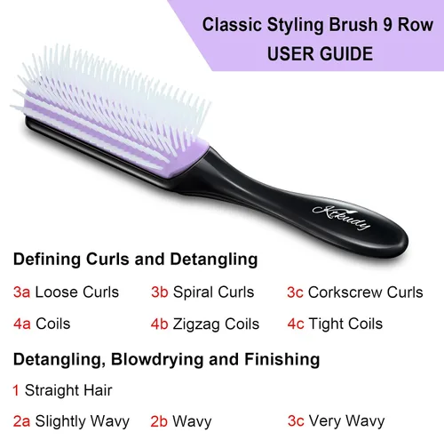 Miniatura 5 de Cepillo de pelo rizado 9 filas para desenredar y definir rizos, cepillo de cabello KTKUDY para separar, dar forma a los rizos, secar con soplado