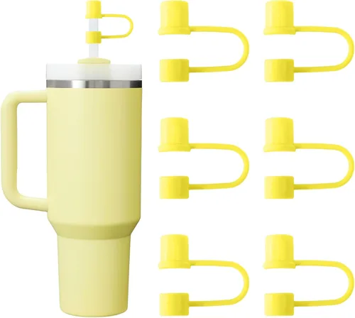 Miniatura 31 de 6 piezas de cubiertas de pajita de silicona con tapa compatible con vaso Stanley de 30-40 oz con mango, tapa de 10 mm, cubiertas de pajita a prueba