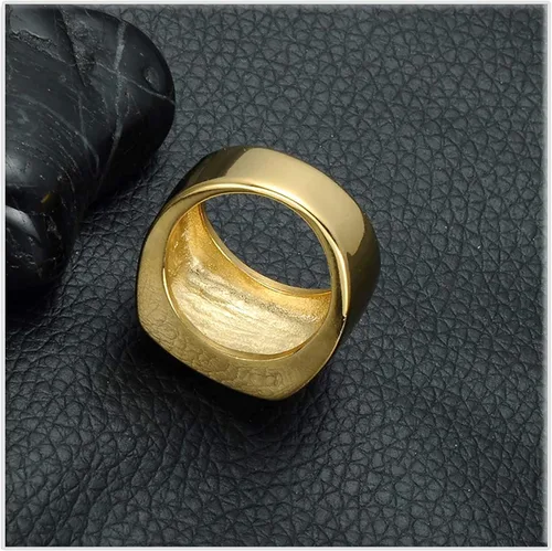 Miniatura 2 de Xusamss Hip Hop chapado en oro de 18 quilates de acero inoxidable cuadrado anillo de cristal