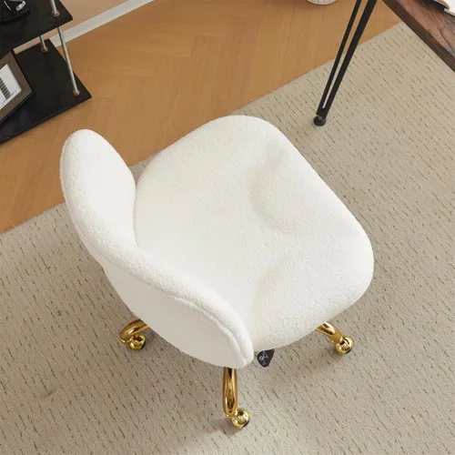 Miniatura 2 de VINGLI Silla de Oficina Ancha con Patas Cruzadas, Silla de Escritorio Ergonómica Buttprint Cómoda con Almohada y Base Dorada, Doble Uso con/sin