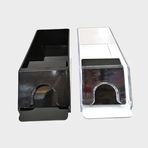 Miniatura 7 de BESPORTBLE Barajador de cartas, distribuidor de tarjetas de acrílico 6 cubiertos, zapatos y bandeja de desechos, juego automático de barajador