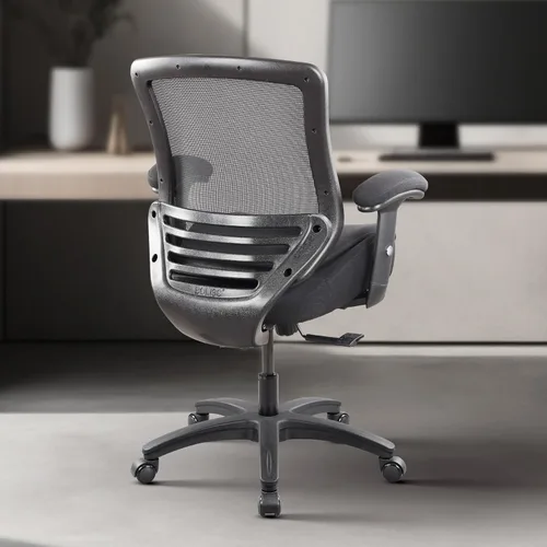 Miniatura 2 de BOLISS Silla de escritorio para computadora de oficina con respaldo medio, ergonómica, súper suave, con respaldo medio, con brazos ajustables (negro)