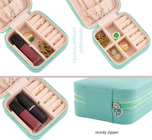Miniatura 5 de KElofoN Organizador de joyas de viaje joyero de viaje caja organizadora de joyas pequeña para niñas y mujeres azul