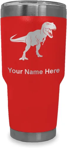Miniatura 18 de LaserGram Vaso aislado al vacío de 20 onzas, dinosaurio Tiranosaurio Rex, grabado personalizado incluido (negro)