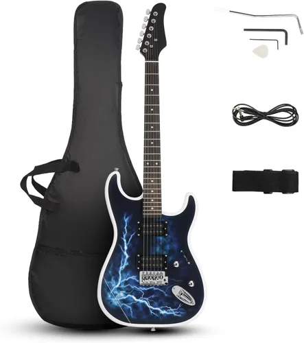 Miniatura 8 de Ktaxon - Guitarra eléctrica de 39 pulgadas, kit de guitarra de cuerpo sólido de tamaño completo con pastillas H-H de 6 cuerdas para principiantes