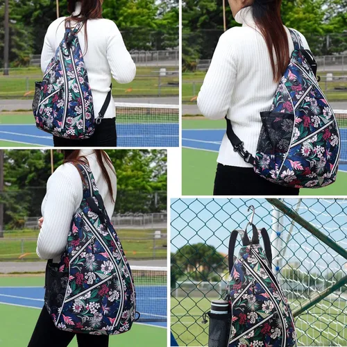 Miniatura 5 de ZOEA Bolsa de pickleball, bolsa deportiva de pickleball para mujeres y hombres, mochila de pickleball ajustable con gancho para cerca, soporte