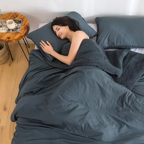 Miniatura 56 de COTTEBED Juego de edredón ultrasuave para cama King, para uso en todas las estaciones, peso ligero con microfibra de algodón lavado cálida y Verde
