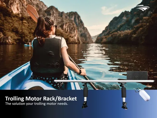 Miniatura 7 de Pactrade Marine Soporte de motor de arrastre para pesca, kayak, soporte de motor de arrastre, agujeros universales de 43.5 pulgadas, pistas