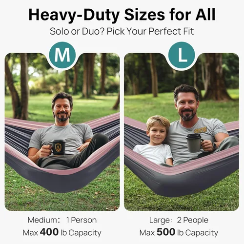 Miniatura 2 de Kootek Hamaca de campamento, hamacas portátiles con correas para árboles y bolsa de transporte adjunta, equipo esencial de campamento, perfecto